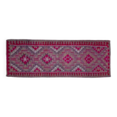 Tapis de couloir vintage turc Oushak fait main en laine et coton violet, années 1970