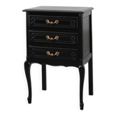 Louis XV Style Chest of Drawers in Black Lacquered Oak, France, 1950s