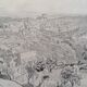 Félix BENOIST, Presumed View of Grasse. Pencil drawing, 19th century.