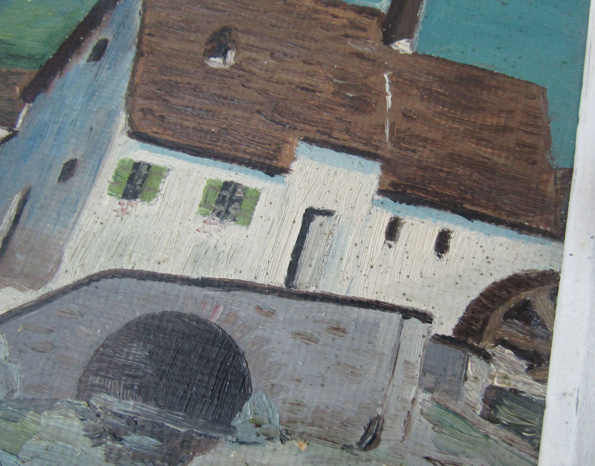 Tableau huile sur panneau, paysage montagnard