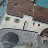 Oil painting, mountain landscape