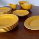Antique yellow earthenware tea set