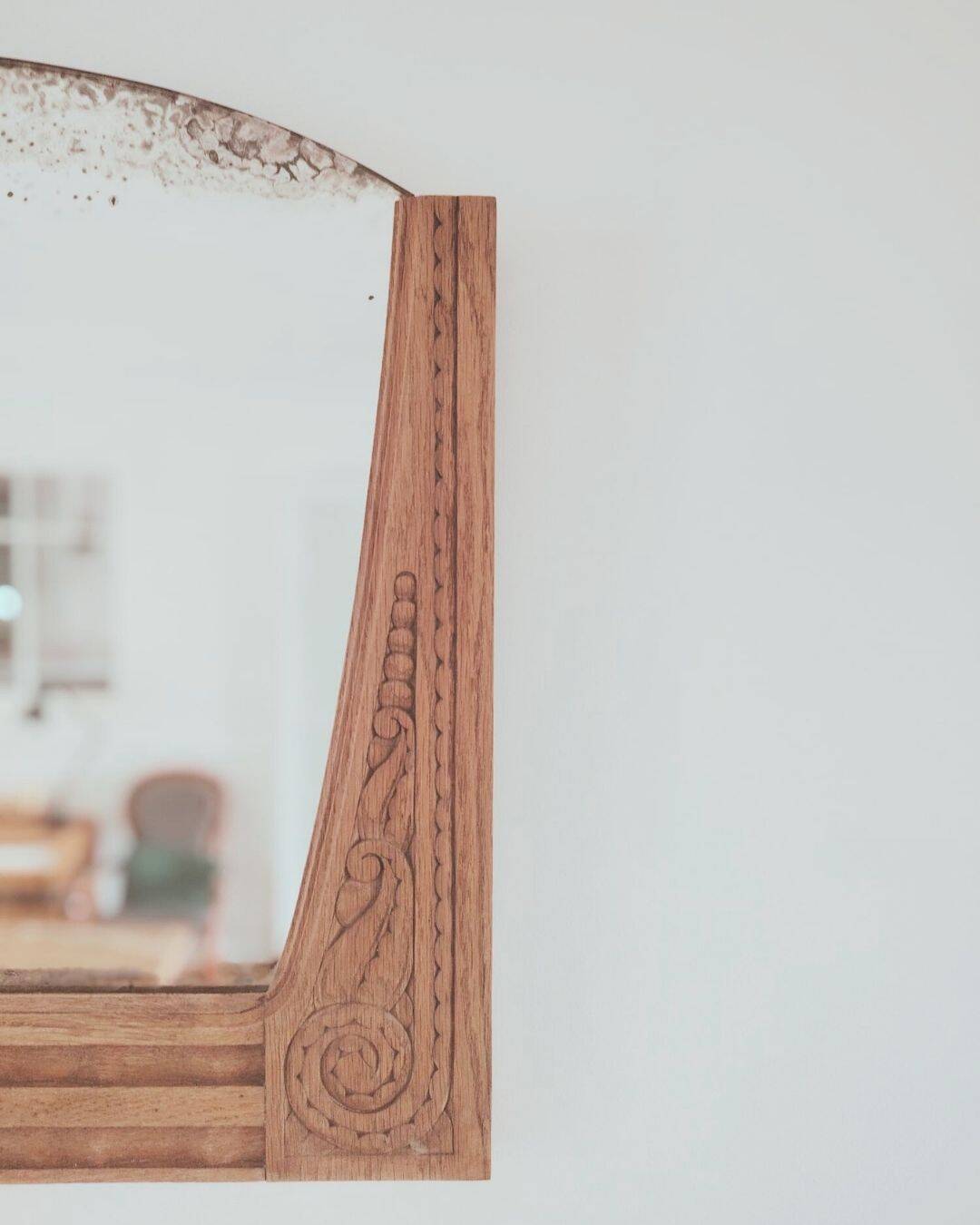 Renovated antique Art Deco mirror – Carved wood & authentic charm