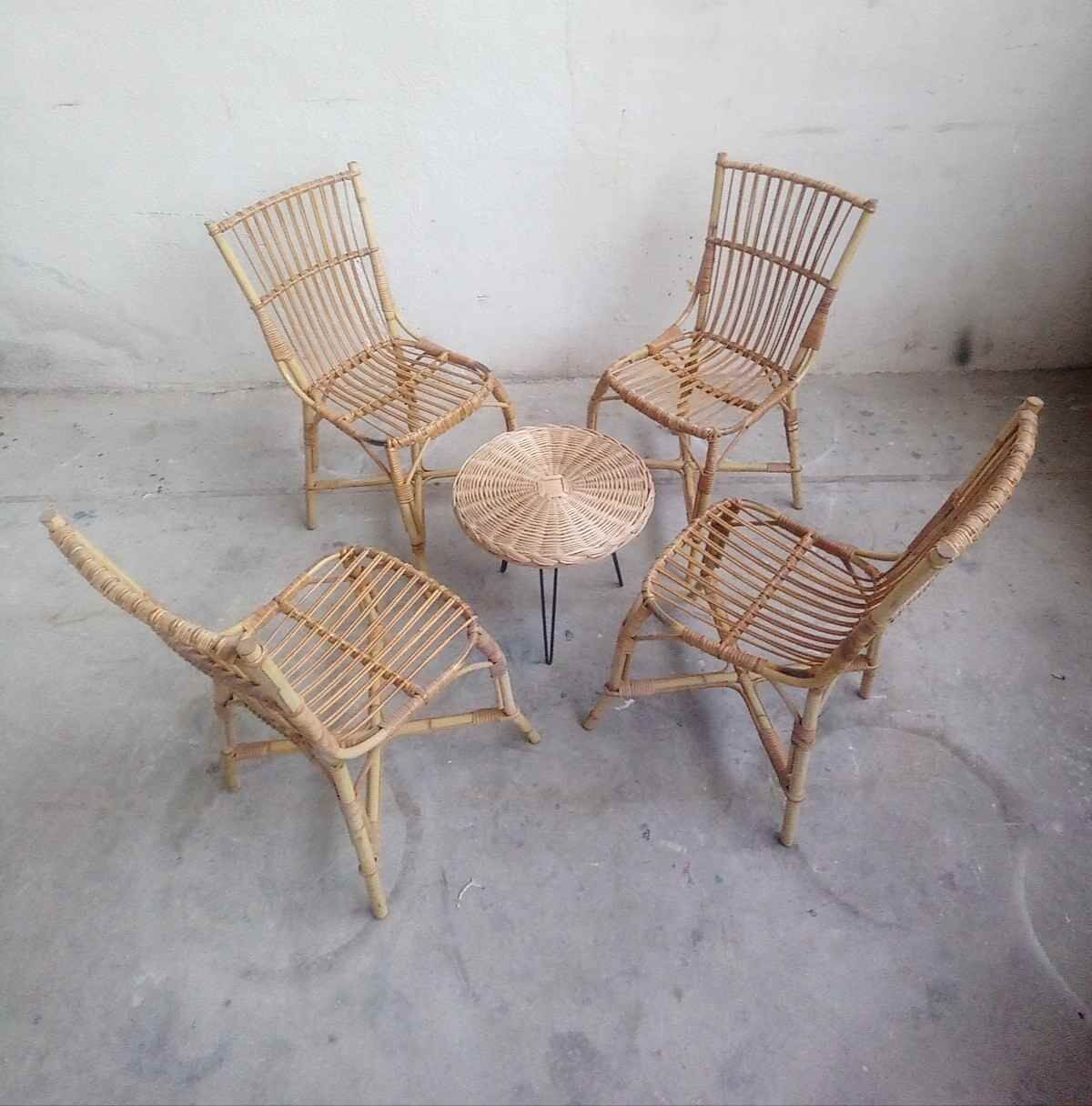 Lot de 4 chaises rotin