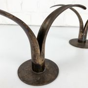Pair of Lily brass candle holders, Ystad Metall, Sweden, design Ivar Ålenius Björk