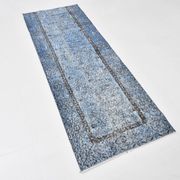 3x7 Blue Vintage Runner Rug, Handmade Wool Rug, Turkish Runner, 78x218Cm