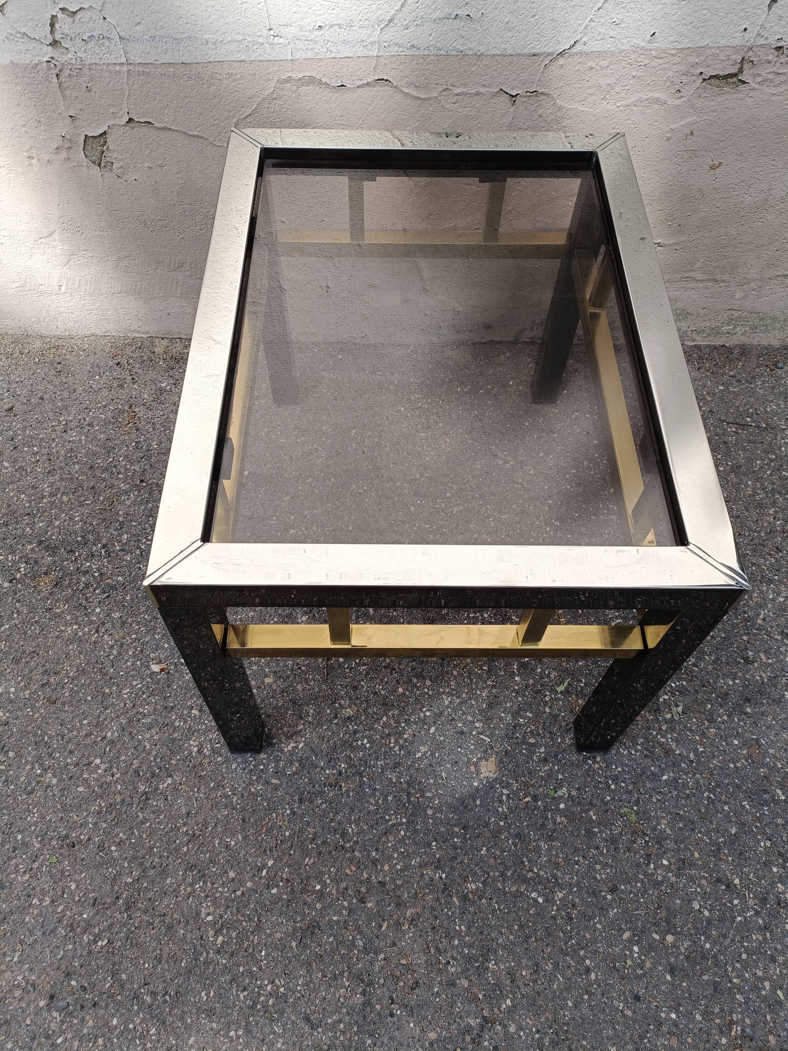 Table basse 80' chrome laiton vintage