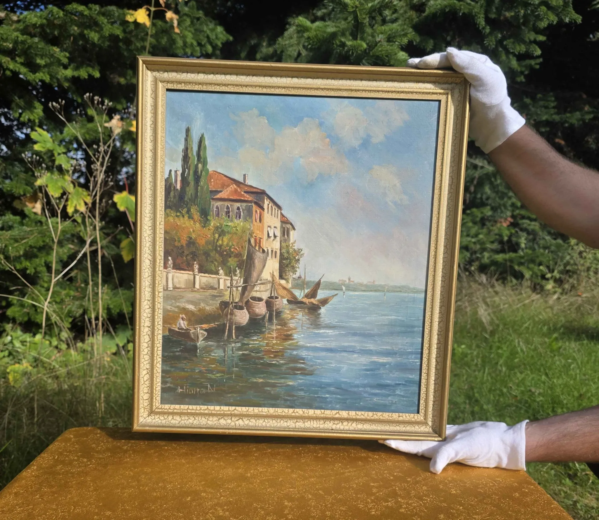 Italian Impressionist Oil Painting – Porto di Milano
