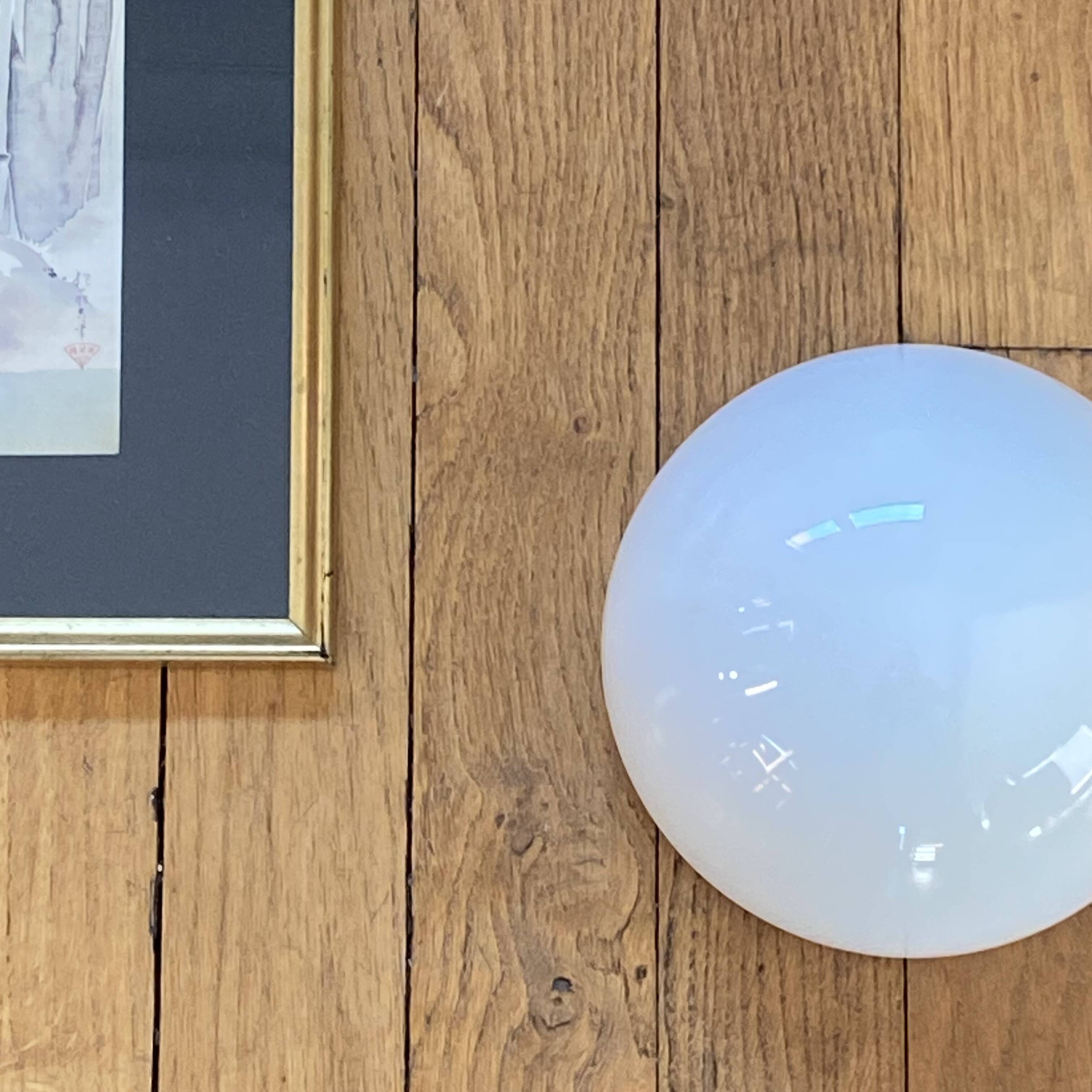 Small antique ceiling light or half-moon wall sconce 16 cm white glass
