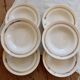 6 vintage ivory earthenware deep plates with double gold trim