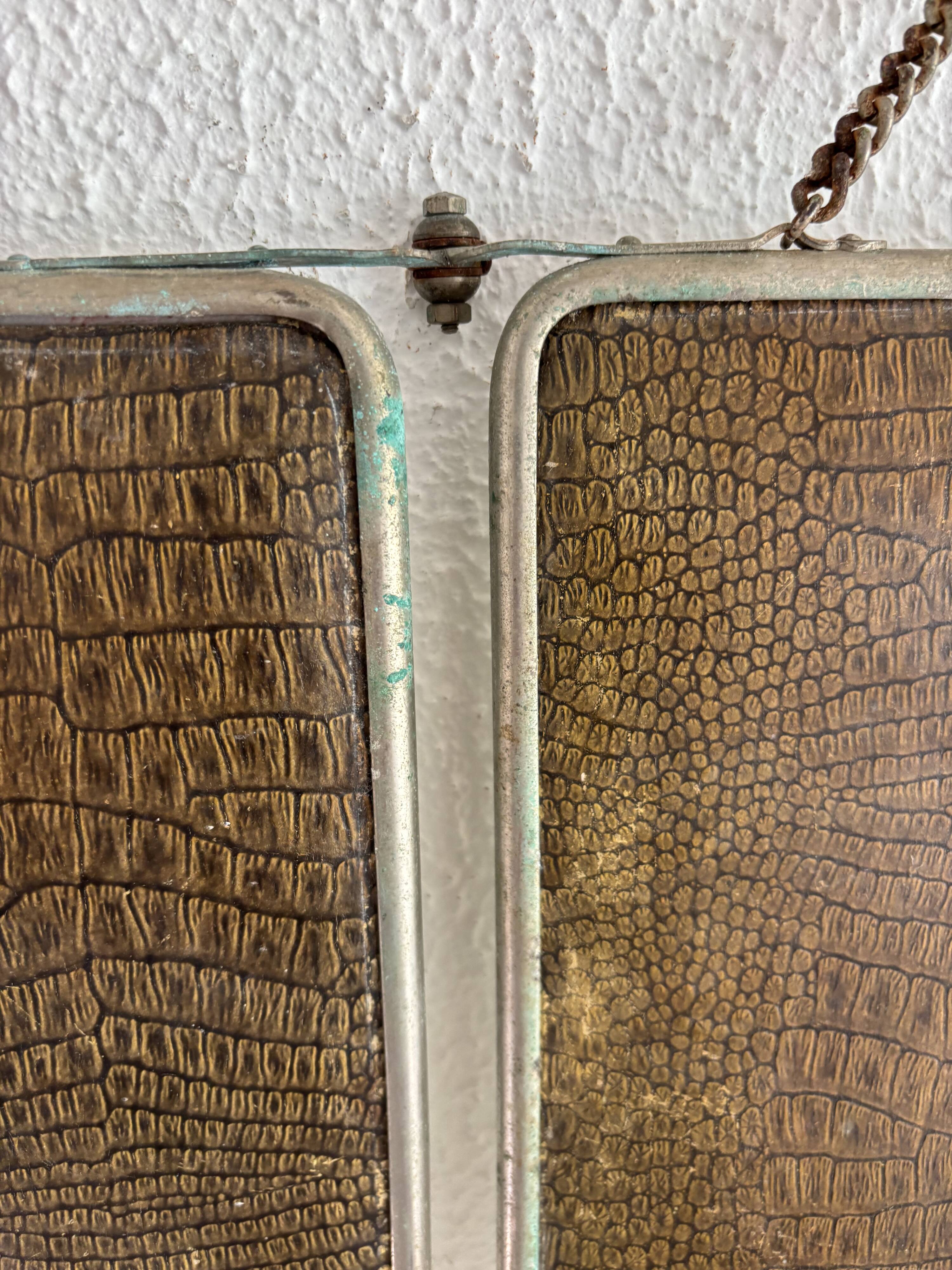 Miroir vintage 1930 triptyque barbier cristal biseauté- 25 x 58 cm