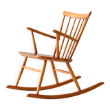 Scandinavian rocking chair 1950s/60s in beech and teak