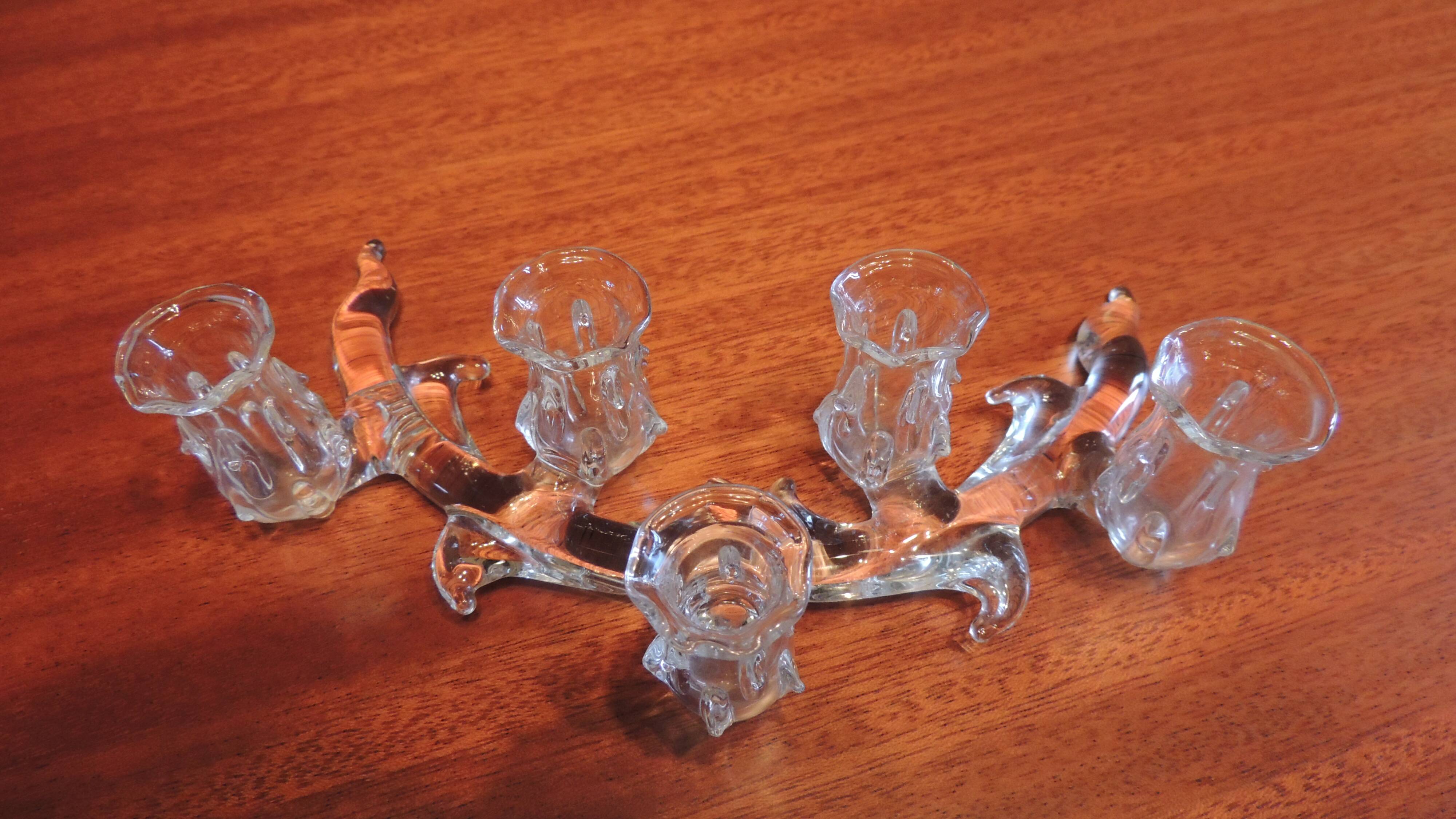 Glass table runner by A. Vialas – Vintage crystal centerpiece