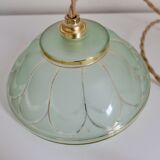Art Deco gold green hanging lamp