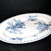 SARREGUEMINES FLORE Large Oval Platter with blue flower decoration U&C 36cm