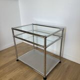 USM Haller Glass and Light Grey 1/2 Side Table