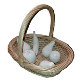 Basket and wooden fruit