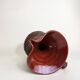 Terracotta Pitcher Vase with Enameled Interior and Engraved Wood Effect