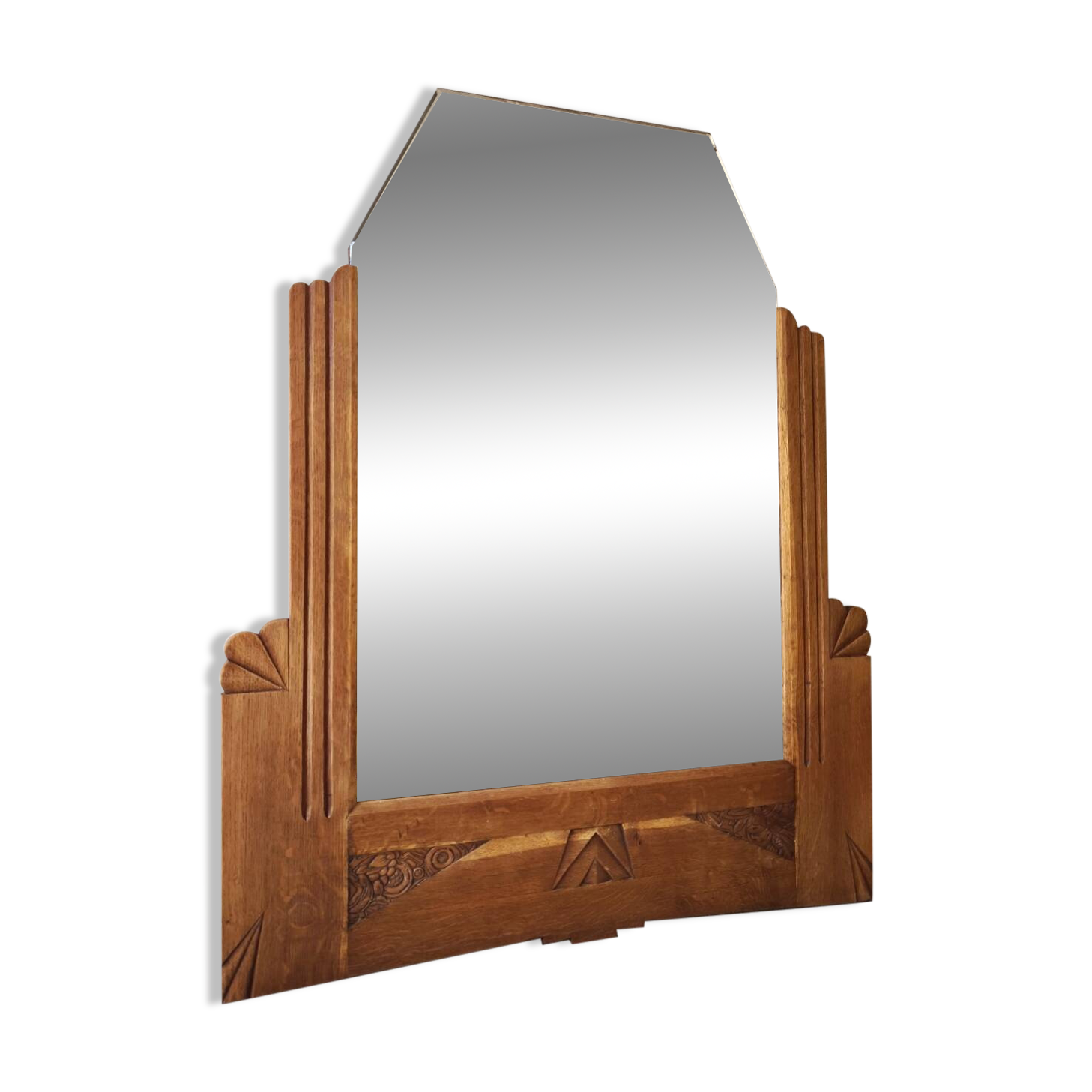 Vintage Art Deco Oak Mirror – 1920s/1930s