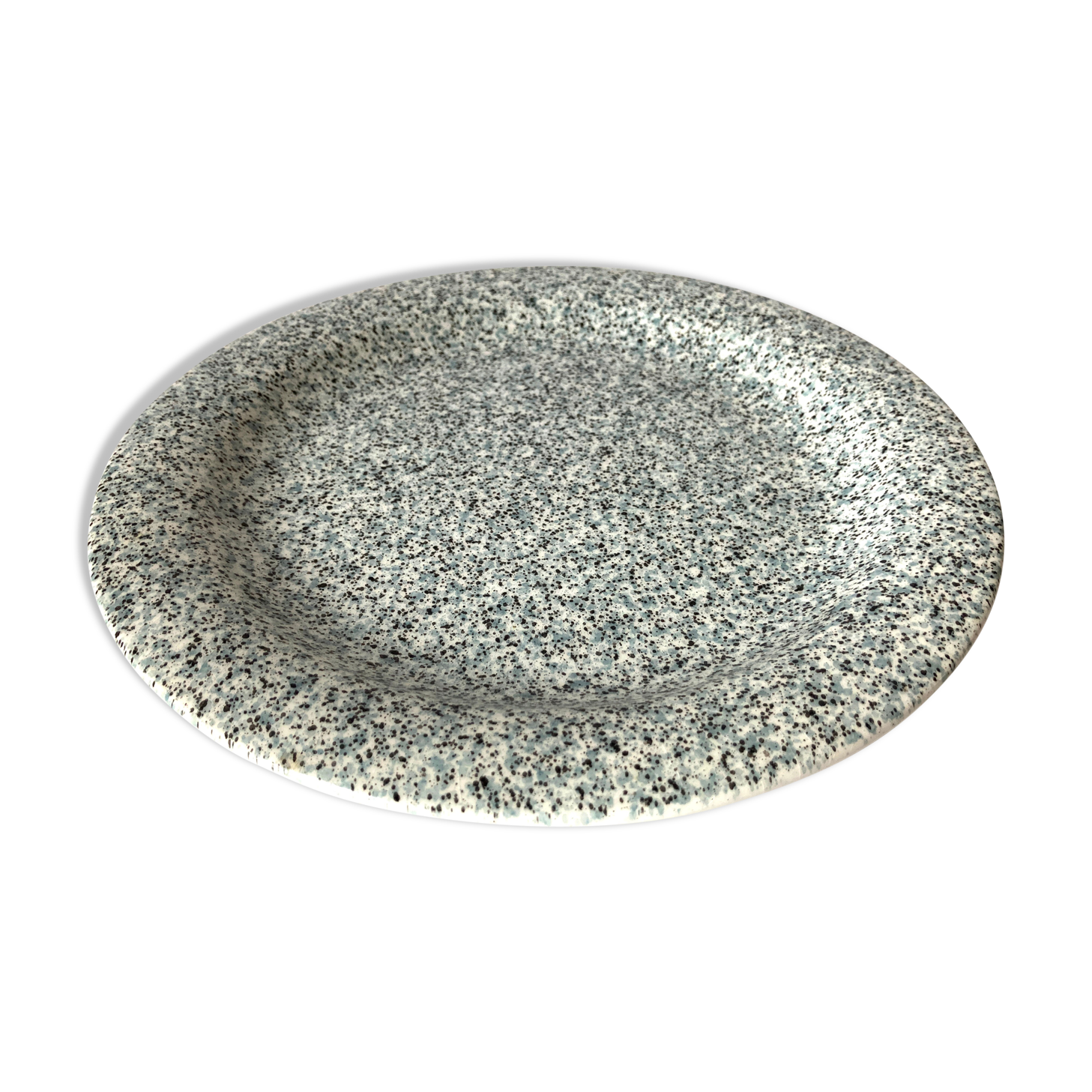 Plate black and blue ceramica quadrifoglio - italy- retro - vintage