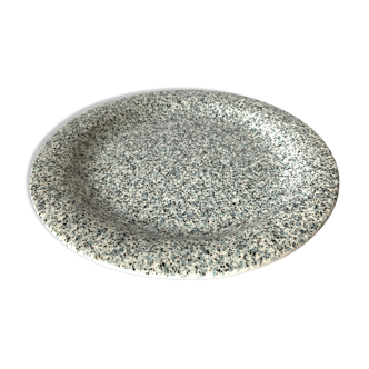 Plat assiette mouchete noir et bleu ceramica quadrifoglio - italy- retro - vintage