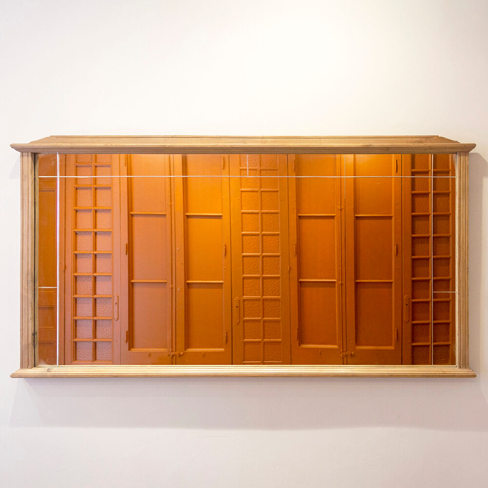 Beech wood framed mirror, Spain, 1940's, 168x88 cm