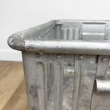 Large industrial aluminum laundry crate from the 60s