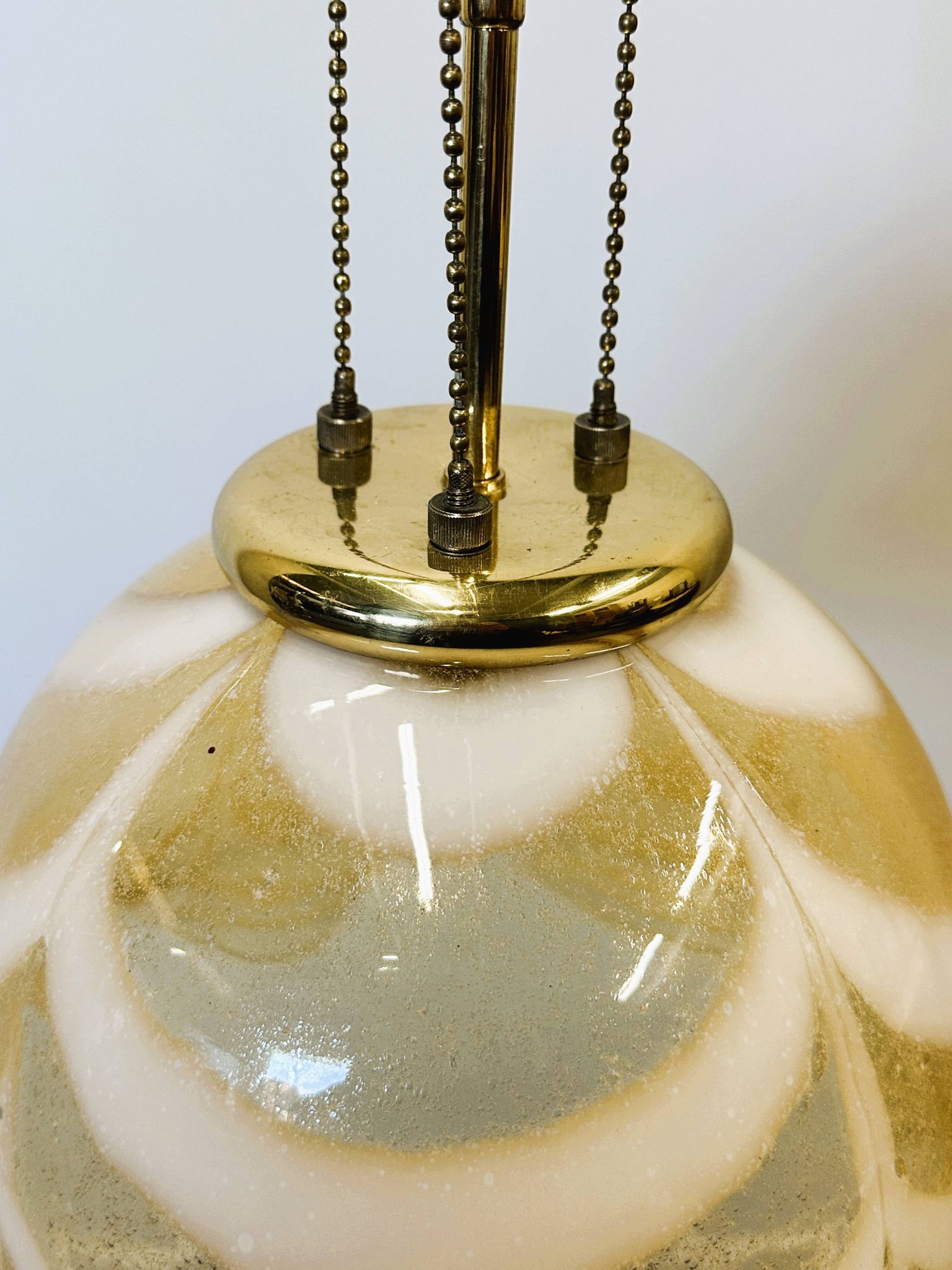 Original Venetian Murano Striped Art Glass Pendant Lamp Fazzoletto, Italy,