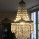 Lustre montgolfière ancien à pampilles