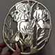 Trivet or wall plate iris art nouveau brass