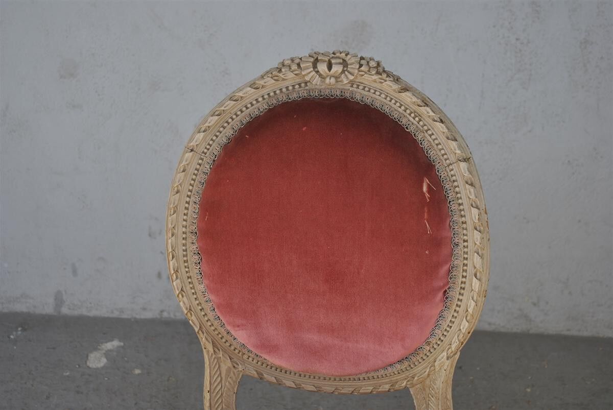 Pair of Louis XVI style cream lacquered chairs around 1900