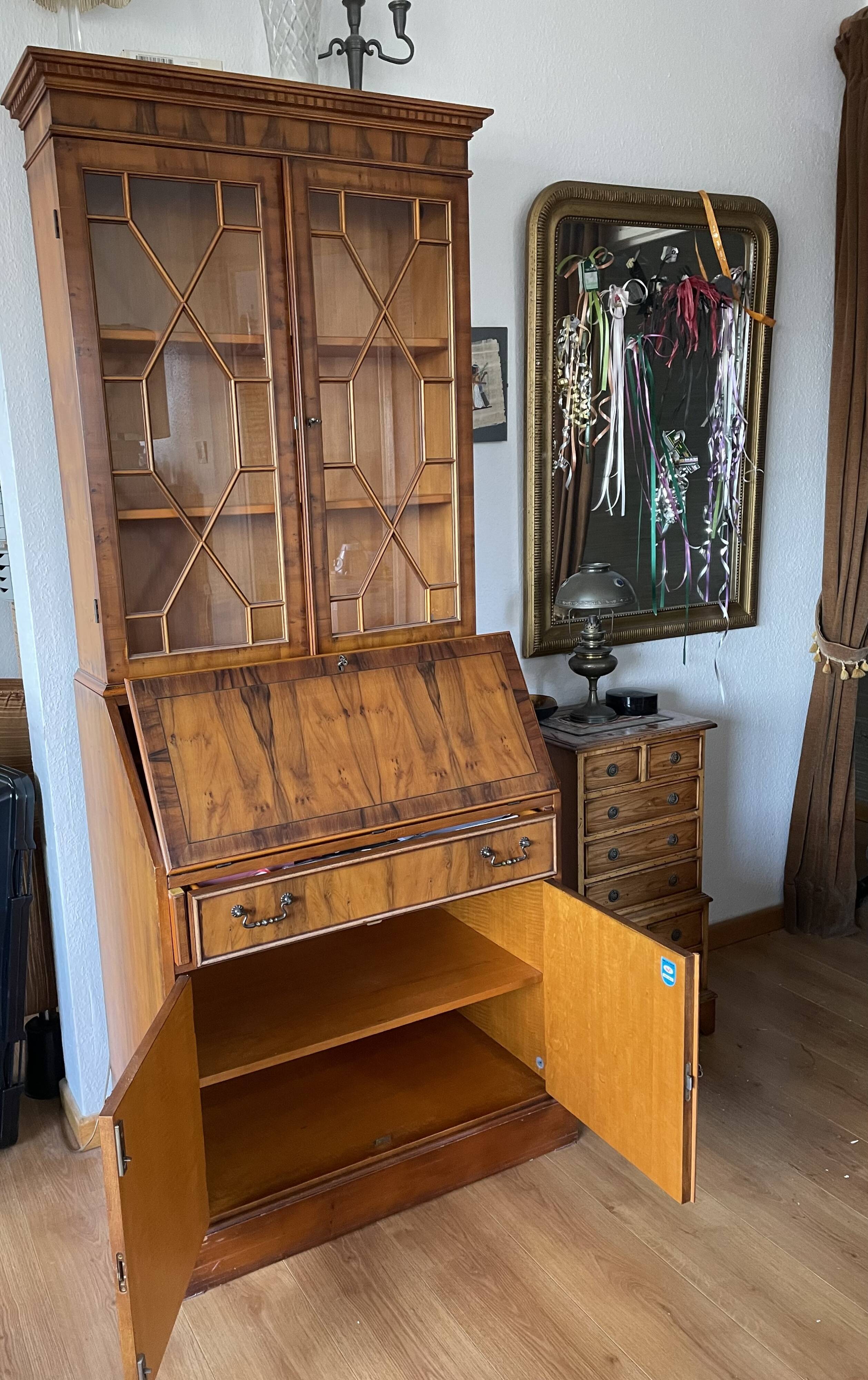 Scriban library, secretary in marquetry 1900s English style