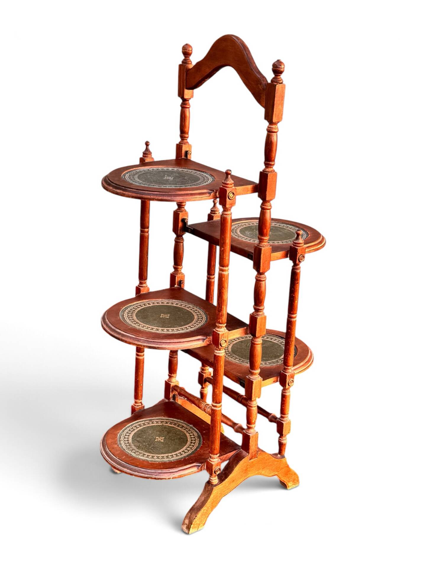 Wood and leather plant stand