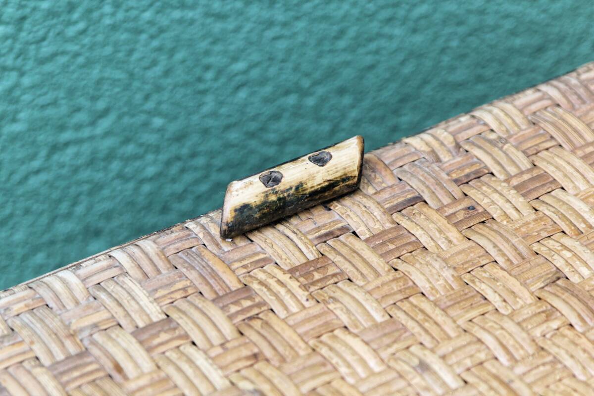 Woven wicker laundry basket