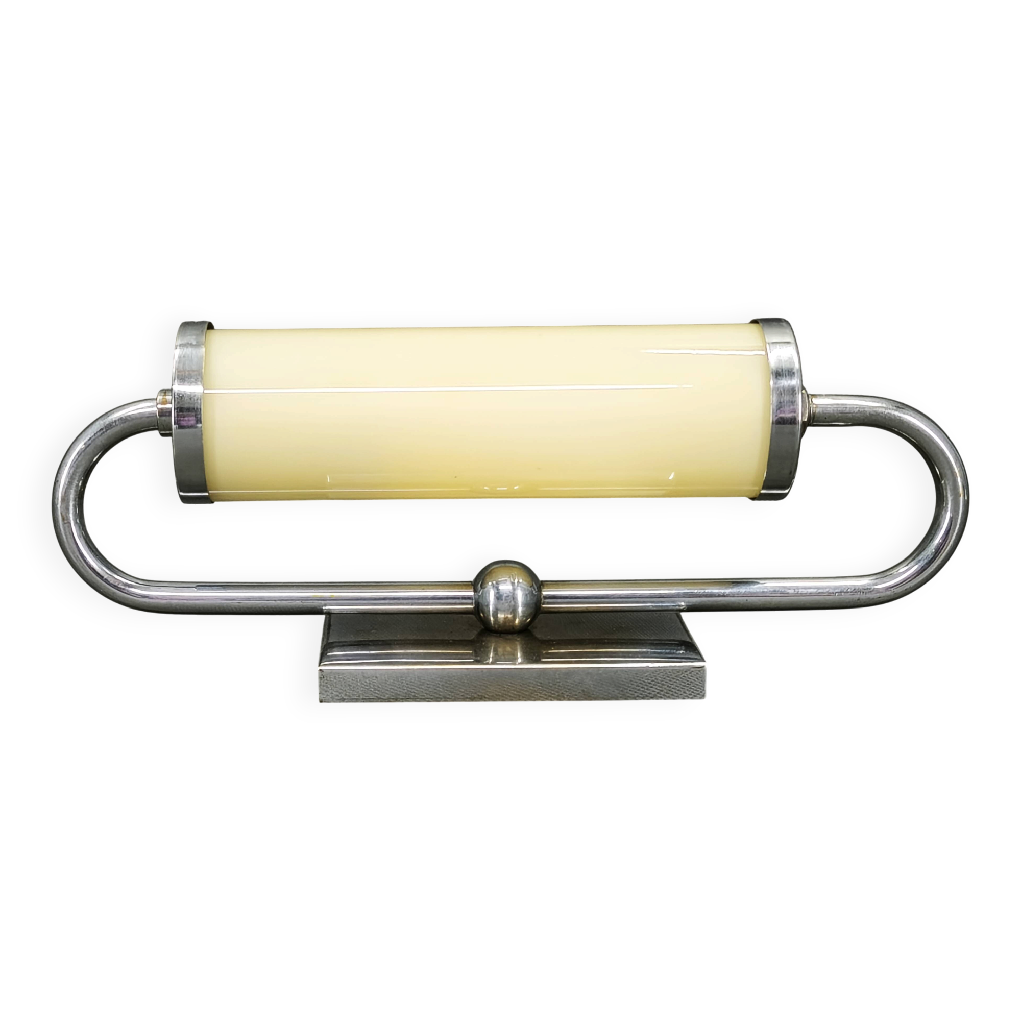 Czech Art Deco Chrome and Champagne Glass Wall Light, 1930s