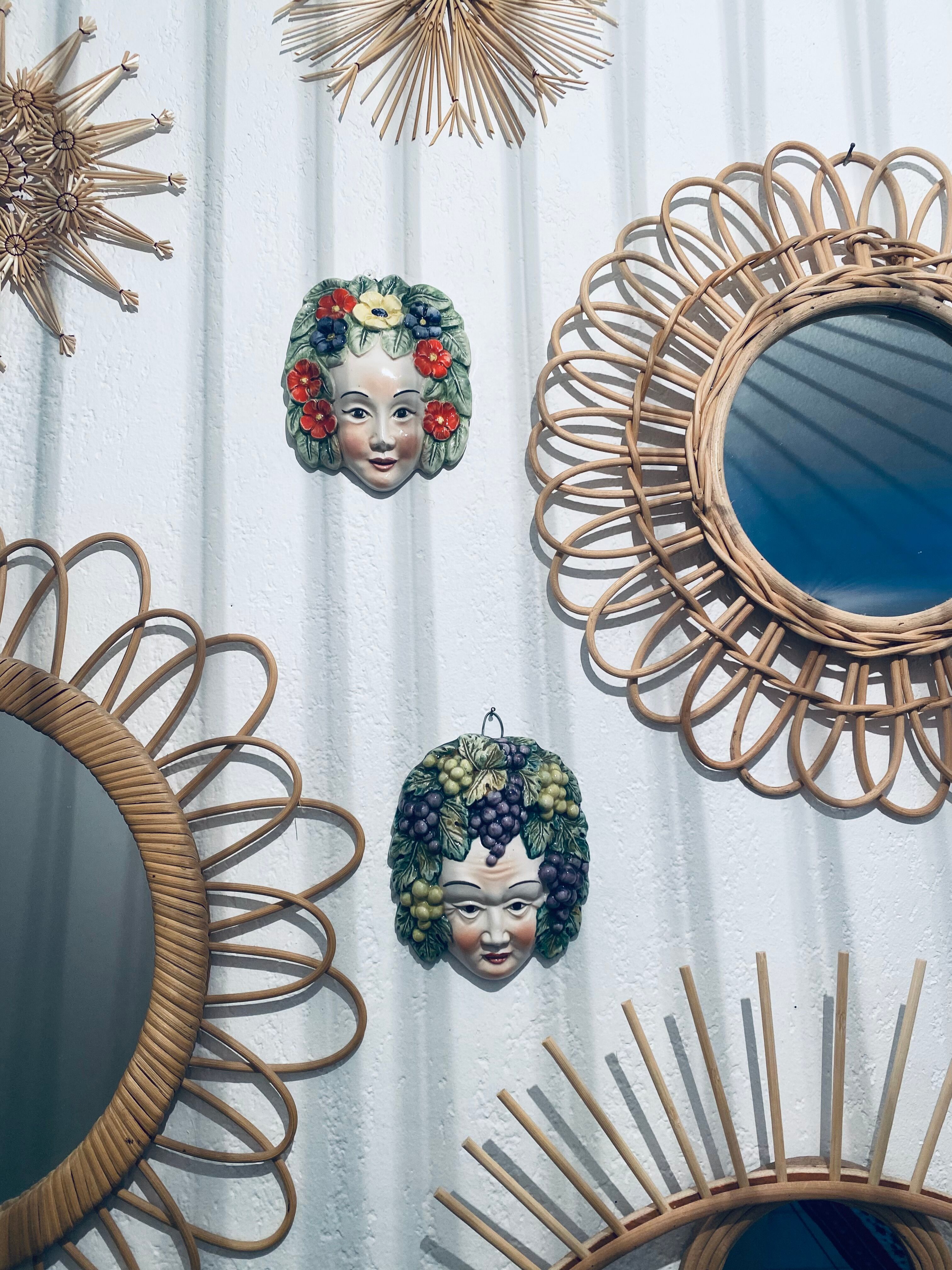 Ceramic wall face signed Il Falco