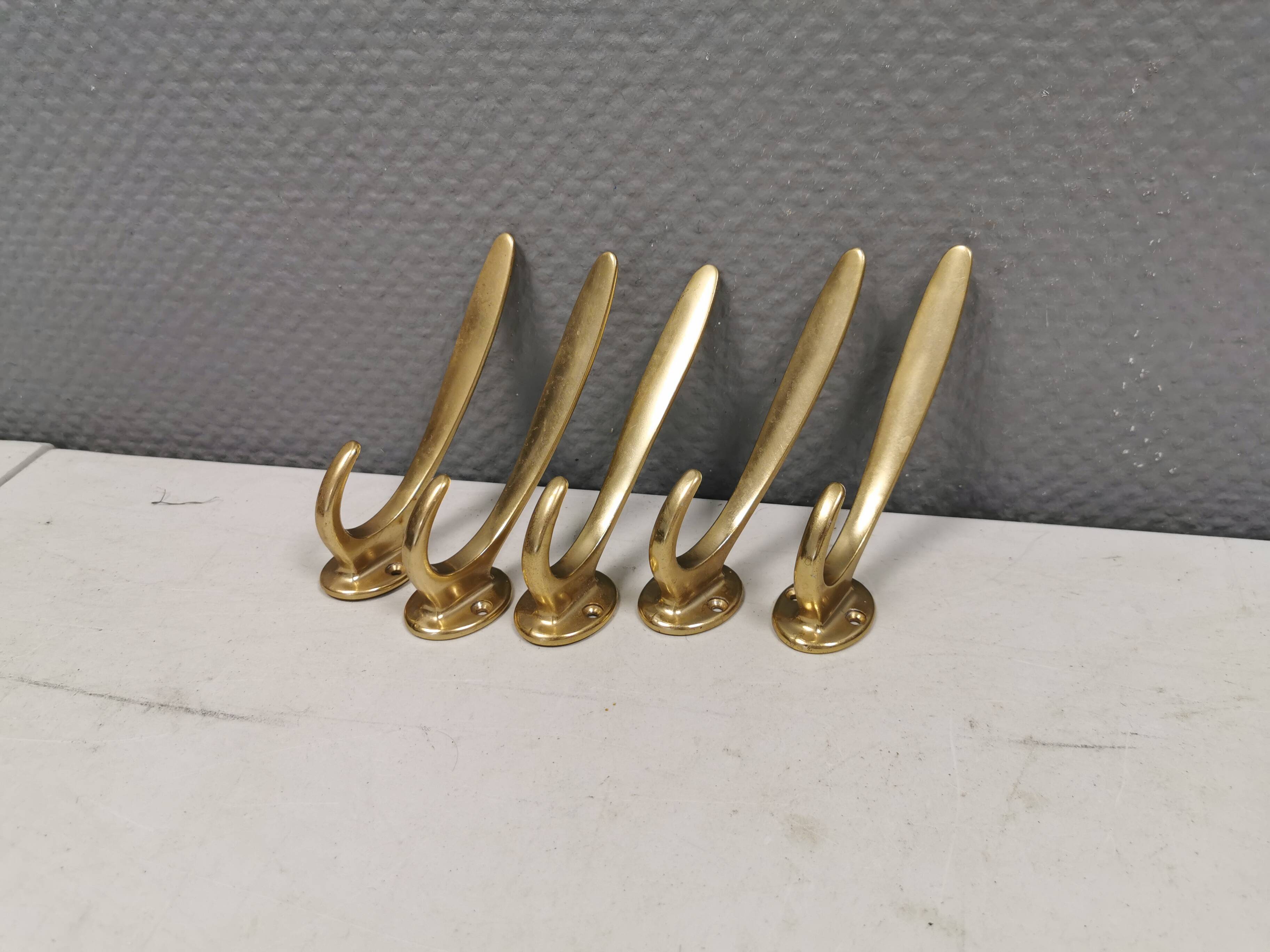 5 beautiful vintage coat hooks for your hallway, Denmark, estimated 1980s.