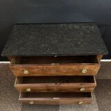 Empire style chest of drawers with 3 drawers and marble top - solid mahogany