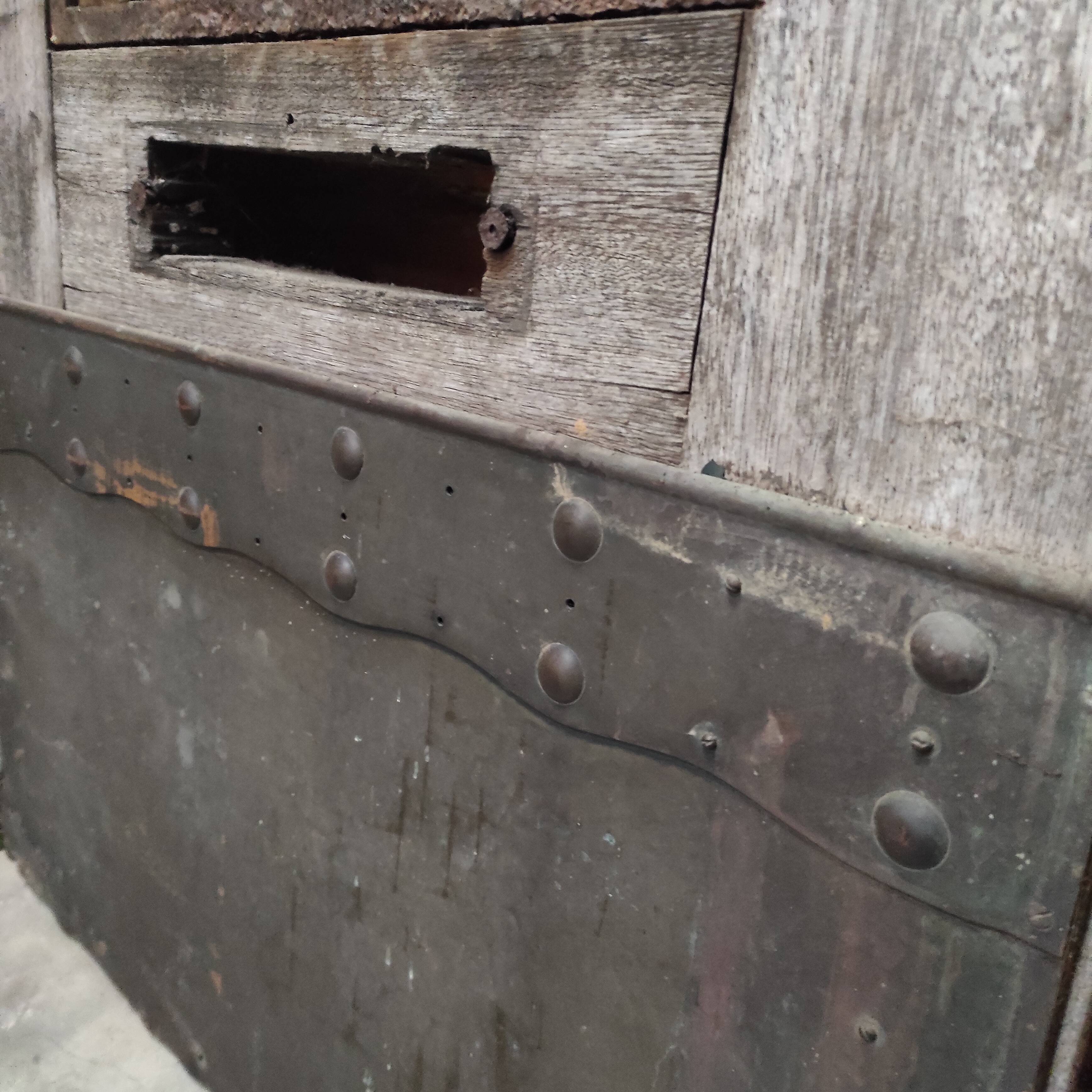 Antique Double Wooden Doors | Wrought Iron & Bubble Glass Entry Doors