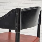 1970s, set of 4 Finnish armchairs by Lepokalusto, original condition, birch wood, leather.