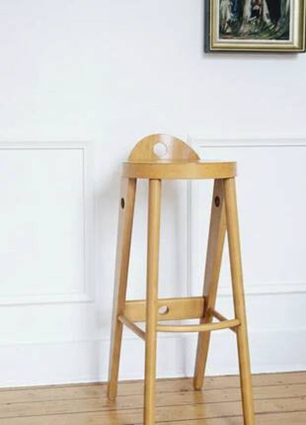 Tabouret élégant et haut en bois de Baumann