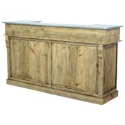 Industrial style bar counter in solid wood and metal top 180cm
