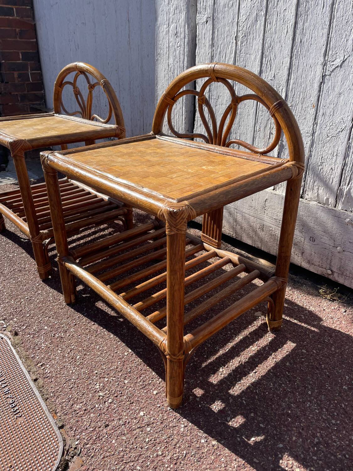 Pair of rattan/wicker bedside tables