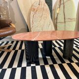 Terracotta marble coffee table and steel legs