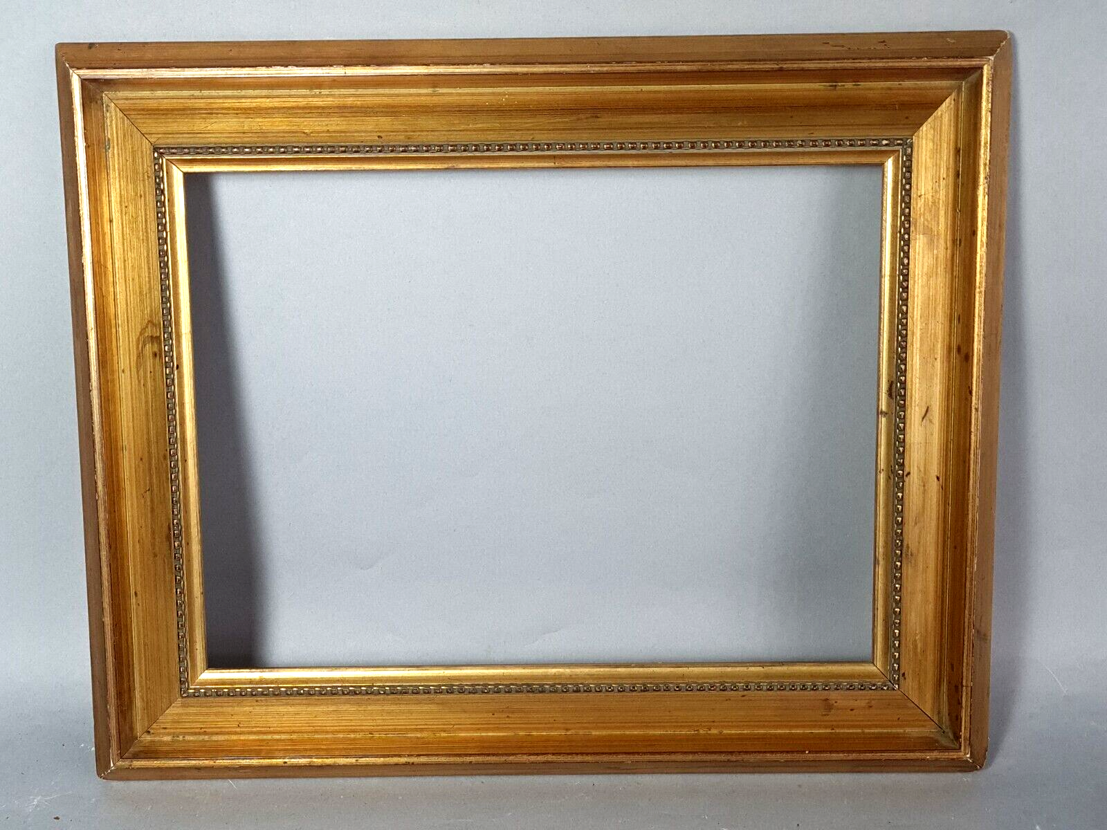 Frame inverted edges and beaded gilded wood 46x36 foliage 35x26 cm SB