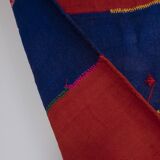 Minimalist Kilim, Red an Blue Perde from Eastern Anatolia, Turkey 3'4'' x 17'7''