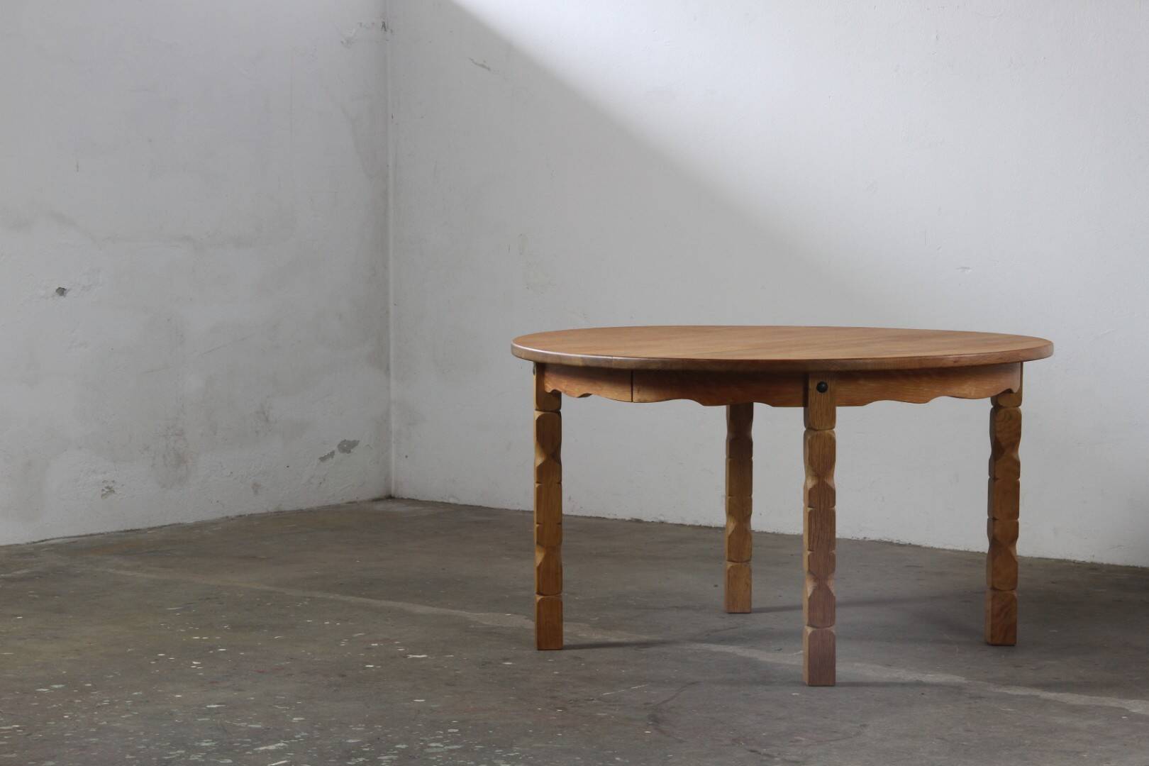 Vintage Danish Modern Oak Round Table, H. Kjærnulf style, 1960s