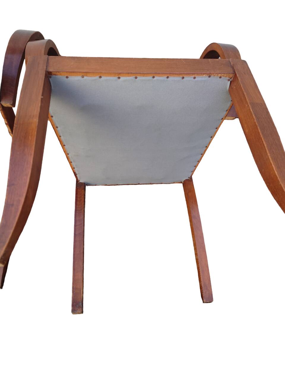 Pair of bridge armchairs in wood and fabric, 1940