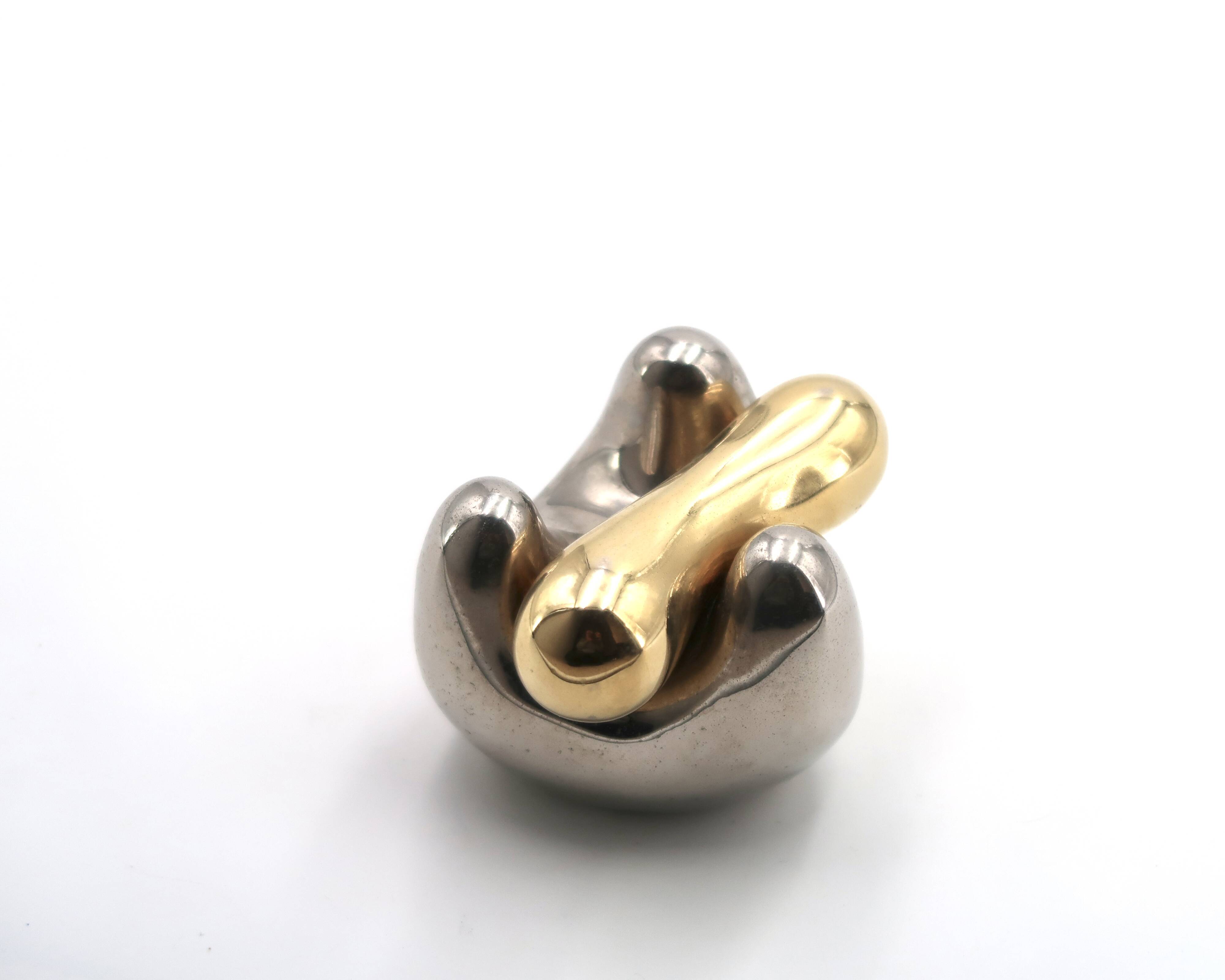 Gold and silver abstract sculpture, free form, 1970s