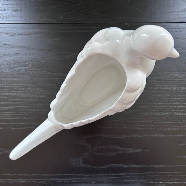 Grand cache pot oiseau blanc